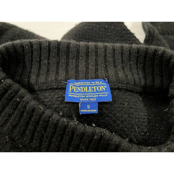Pendleton Turtleneck Black Cable Knit Lambs Wool Nylon Pullover Sweater Sz S - Picture 6 of 8